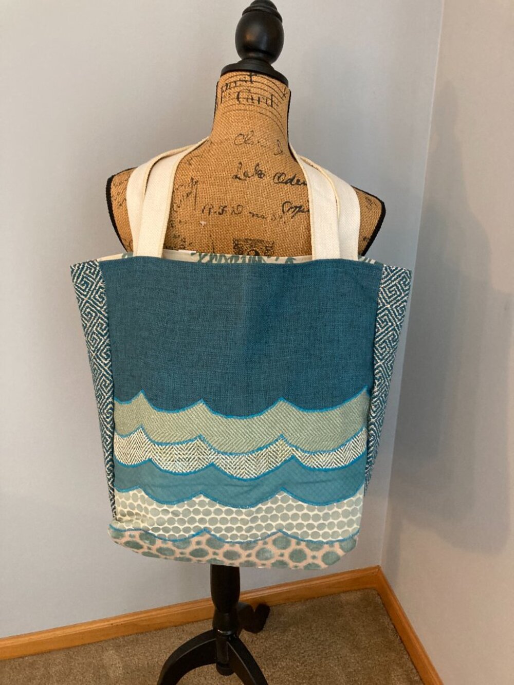 NWOT Handcrafted Tote Blues/Greens - Very Beachy